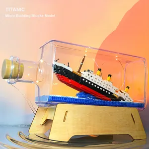 1000 cerah kapal bajak laut dalam botol melayang pergi blok bangunan set bata Dekorasi desktop legoing perahu titanic mainan blok