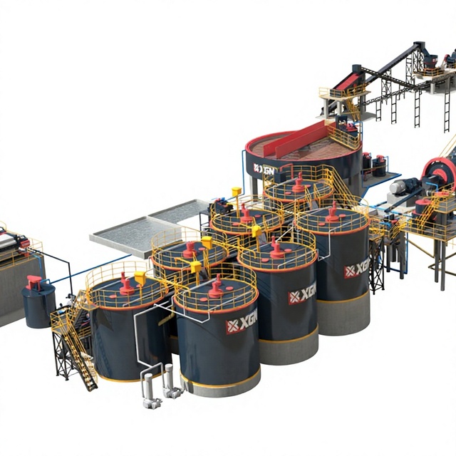 China Factory Henan Sulfide Copper Mineral Ore Flotation Processing Plant High Rigidity Pump Motor Gear Bearing PLC 220V/380V