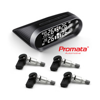 Système de surveillance de la pression des pneus de voiture Promata Solar Digital TPMS avec capteurs intégrés programmables 433 MHz 9-12 V, compatible avec la plupart des véhicules