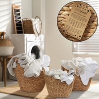 Paniers de rangement multifonctionnels pour bateau avec poignées - Organisateurs en jacinthe d'eau naturelle tressée pour couvertures, chambre à coucher