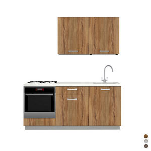 Cocina Completa de Madera de Olmo Anudado de 180 cm con Horno y Fregadero, Diseño Moderno - Product Image 1