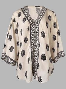 Nuova Camicetta da <span class=keywords><strong>Donna</strong></span> 2026 con Stampa Boho, Scollo a V, Maniche Svasate, Vestibilità Morbida e Snellente, Ideale per Vacanze e Tempo Libero - Product Image 4