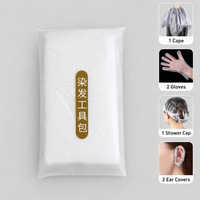 Kit de coloration capillaire jetable 4 pièces : cape, gants, bonnet de douche et protège-oreilles pour salon et usage domestique