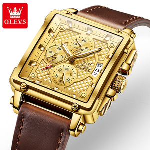 OLEVS 9925 Reloj de cuarzo elegante para hombre Banda de cuero genuino Cronómetro luminoso Reloj de pulsera de negocios - Product Image 3