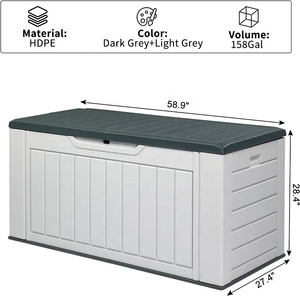 158 gallon hộp lưu trữ ngoài trời, có thể khóa HDPE lưu trữ <span class=keywords><strong>container</strong></span> với nắp, hạt gỗ bề mặt boong hộp - Product Image 2