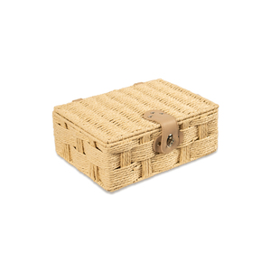 JY Petits paniers de rangement rectangulaires en papier PP rotin <span class=keywords><strong>Panier</strong></span> tissé <span class=keywords><strong>avec</strong></span> <span class=keywords><strong>couvercle</strong></span> Plateau de service Paniers de rangement pour jouets - Product Image 2