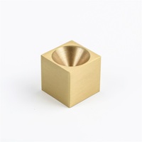 MAXERY Porte-encens minimaliste en laiton massif, brûleur à bâtonnets en forme de cube géométrique, base d'encens moderne en or brossé, pour yoga et méditation