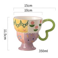 Noordse handgeschilderde bloemen 350ml porseleinen theekop met aangepast logo bedrukt keramiek koffiemokken met hartvormig handvat voor zakelijk cadeau