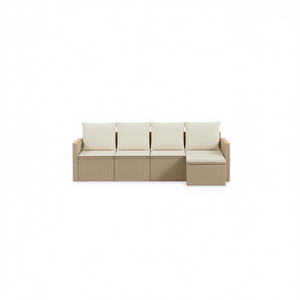 Conjunto de Sofá de Jardín de Ratán Beige con Fundas Extraíbles Modelo D0100XF6A16 Muebles de Exterior Diseño Contemporáneo 4 Plazas - Product Image 1