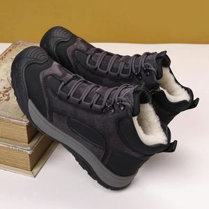 Bottes en cuir véritable élégantes, durables et de haute qualité, doublées de laine, épaisses, antidérapantes, décontractées - Product Image 2