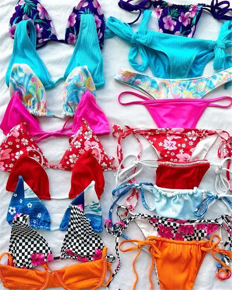 Offre Spéciale trois pièces plage décontracté Bikini ensemble Designer maillots de bain string Bikini ensemble maillots de bain maillots de bain Micro Mini Bikini