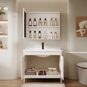Meuble de salle de bain suspendu intelligent avec lavabo intégré en céramique, sur pied - Product Image 2