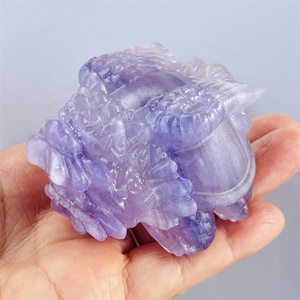 Hot Bán Tinh Thể Tự Nhiên Động Vật Chữa Bệnh Tím fluorite Pha Lê Khắc Rồng Rùa Cho Món Quà Trang Trí - Product Image 3