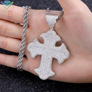 Fine Jewelry baguette Moissanite <b>Cross</b> Pendant S925 Silver <b>Gold</b> Plated Custom Chain Pendant for Jewelry Making Pendant Charms - Product Image 1