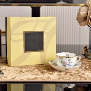 European Luxury Exquisite Flower Concentrated Bone China <b>Cup</b> and Saucer Set with Gift Box Eco-Friendly - Product Image 4