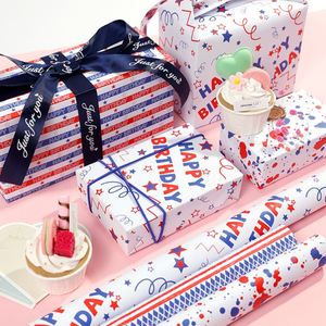 Red Blue Disposable Silicone Virgin Coated Gift Wrapping <b>Paper</b> Bold Festive Birthday - Product Image 5