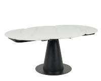Nouveau design de pierre de marbre en céramique de qualité supérieure en acier au carbone pieds noirs Table à manger ronde à rallonge pour 8 places Tables de maison modernes