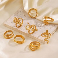 Anillos de Serpiente de Acero Inoxidable Chapados en Oro Estilo Punk, Góticos, Vintage, con Forma de Animal, Ajustables, Apilables, Joyería