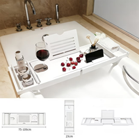 Plateau de bain en bambou multifonctionnel avec design, support de bain extensible pour livres, pour salle de bain