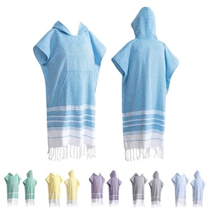 Toalla de Playa con Capucha Grande para Adultos, con Diseño de Diamantes y Logotipo Personalizado, Poncho de Surf a Rayas, Bata de Cambio de Algodón Turco - Product Image 1