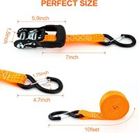 Sangle à cliquet de 1,5 pouces x 10 pieds, sangle d'arrimage à 3 points, attaches robustes pour jet ski Seadoo Waverunner, résistance à la rupture de 3000 lb