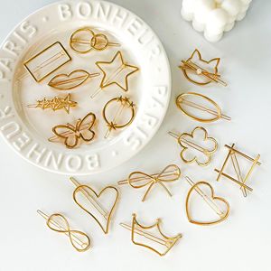 Pinzas para el pelo con nudo de mariposa dorada y plateada, pinzas de aleación de cinco puntas en forma de corazón, accesorios bonitos para el cabello, piezas de joyería en forma de rana - Product Image 4