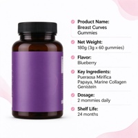 Gummies pour l'amélioration des courbes mammaires, Pueraria Mirifica, Papaye, Collagène marin, compléments pour raffermir et lifter la poitrine pour femmes, 60 unités