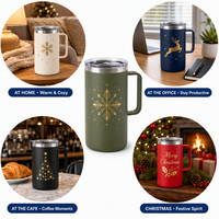 Mug isotherme en acier inoxydable personnalisé Kingze avec logo, 24 oz, gobelet de voyage personnalisé pour les cadeaux promotionnels de Noël et de fêtes