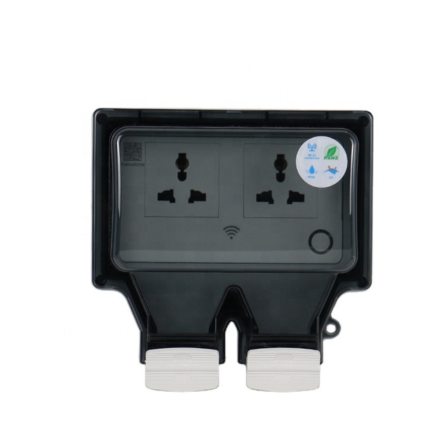 Tuya Home Wifi Smart Electrical Plug with Socket IP66 Waterproof Socket
