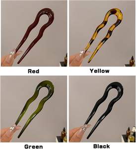 Horquilla para el pelo de 13 cm de tamaño grande con diseño de onda, pinza para moño, horquilla en forma de U de acrílico para niñas y mujeres - Product Image 5