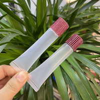 Flacons vides de 10 ml, 15 ml, 20 ml avec capuchons en strass et diamants, transparents, pour baume à lèvres, gloss et tubes souples pour gloss