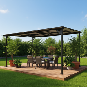 Toldo de metal resistente para exteriores, gazebo con techo de 10 x 12 pies para patio, terraza, jardín, pérgola, montado en pared. - Product Image 2