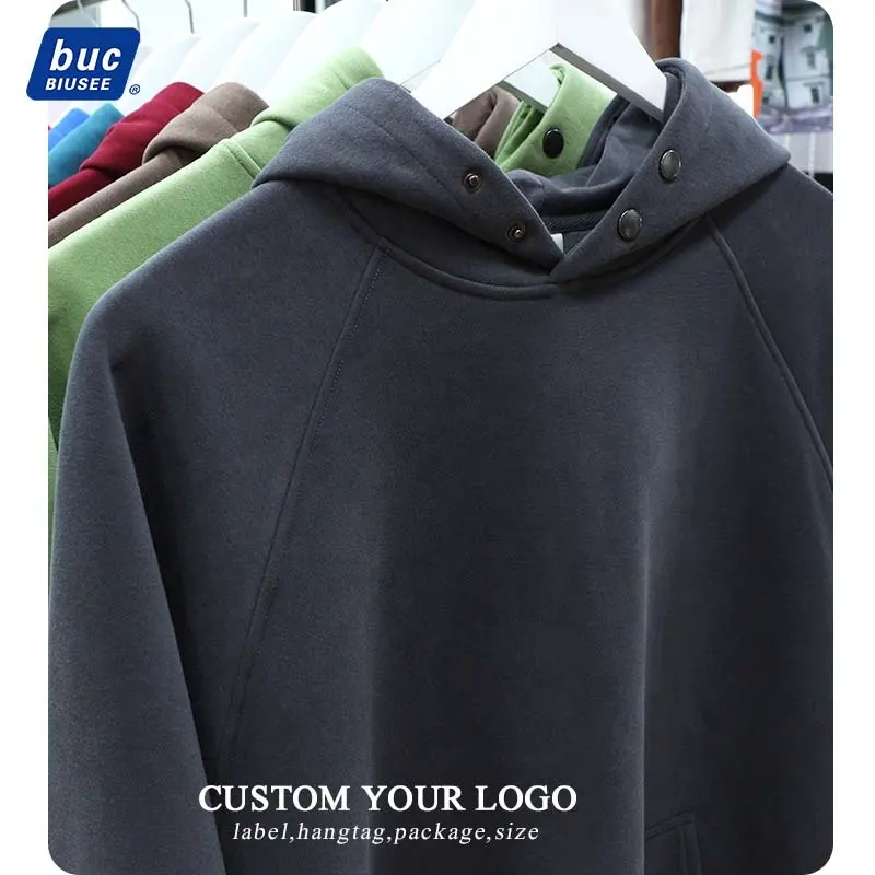 Wholesale 550 Gsm Heavyweight Pullover Sweatshirt Oversized 100% Cotton Hoodie Custom Men Hoodies