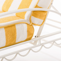 Chaise longue réglable de haute qualité Hodon, personnalisée, rayée jaune et blanc, classique d'été, protection solaire en plein air