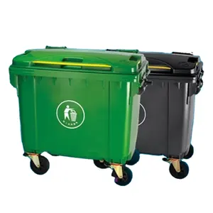 Tùy chỉnh 660L 1100L nhựa ngoài trời bánh Thùng rác thùng đa năng chất thải bin Thùng rác container