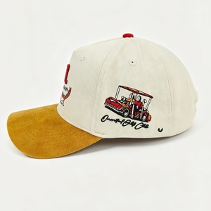 Cappellino da Baseball Bicolore in Camoscio con Ricamo Personalizzato <span class=keywords><strong>RR</strong></span>, Motivo Golf Cart, Cappello Casual per Sport all'Aperto - Product Image 3