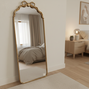 <span class=keywords><strong>Espejo</strong></span> de cuerpo entero tradicional con arco dorado, decoración de resina curvada en forma de arco, marco de cuentas de hierro, <span class=keywords><strong>espejo</strong></span> independiente para el hogar - Product Image 1