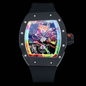 Nouvelle montre noire mécanique de designer, populaire, très vendue, de haute qualité, avec un art graffiti - Product Image 1