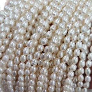 Perles de riz naturelles d'eau douce de 5-6 mm, blanches et roses, pour la fabrication de colliers et de bracelets, vente en gros de petites perles de riz - Product Image 2