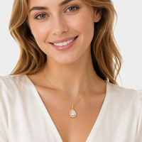Collier Pendentif Goutte d'Eau Plaqué Or 18 carats Personnalisé pour Mariée, avec Zircon Cubique – Produit Tendance 2026 – Bijoux pour Femme – Vente en Gros