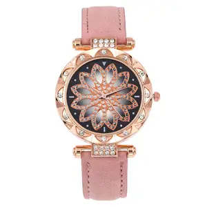 Femme analogique Quartz horloge montres-bracelets décontracté femmes montres en cuir ciel étoilé Bracelet montres