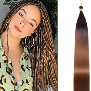 <span class=keywords><strong>Cheveux</strong></span> synthétiques lisses pour tresses pour femmes noires, extension au crochet longue et droite OT4/30 pour tresses - Product Image 1