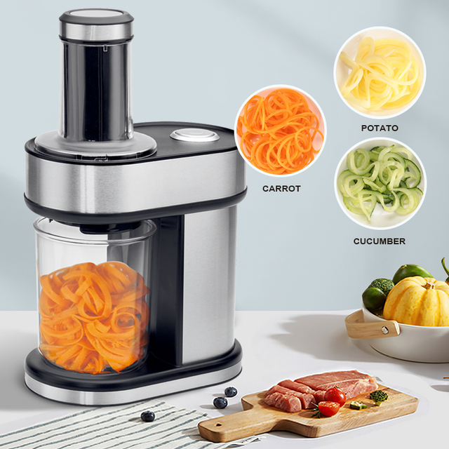 4-in-1 Electric Vegetable Spiralizer & Chopper Stainless Steel Mini Food Processor for RV Use