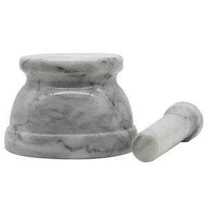 Ensemble <span class=keywords><strong>mortier</strong></span> et pilon en marbre naturel écologique de haute qualité pour herbes et épices, avec couvercle agitateur, emballé en boîte, vente en gros - Product Image 4