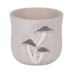 Maceta moderna de cemento con apliques de hongos para decoración del hogar, interior y exterior. - Product Image 1