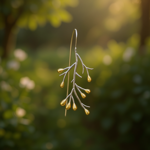 E3931 Orecchini pendenti in oro bianco a forma di pianta, gioielli di moda da donna in stile bohémien - Product Image 2