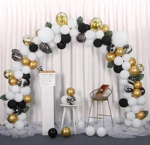 Emas putih marmer hitam lateks Confetti balon Garland Arch untuk pengantin/Baby Shower ulang tahun pernikahan pesta kelulusan dekorasi