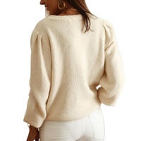 Automne hiver élégant couleur unie au crochet évider tricot femmes Cardigan décontracté simple boutonnage tricoté dame pull manteau