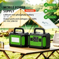 Station d'alimentation mobile haute capacité, double charge flexible (solaire et CA) avec lumière LED pour la maison, la sauvegarde de batterie et le camping en extérieur