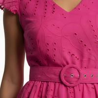 Robe d'été 2025 élégante à col en V et manches à volants, grande taille, taille ajourée ajustée, longueur genou, décontractée unie pour XL